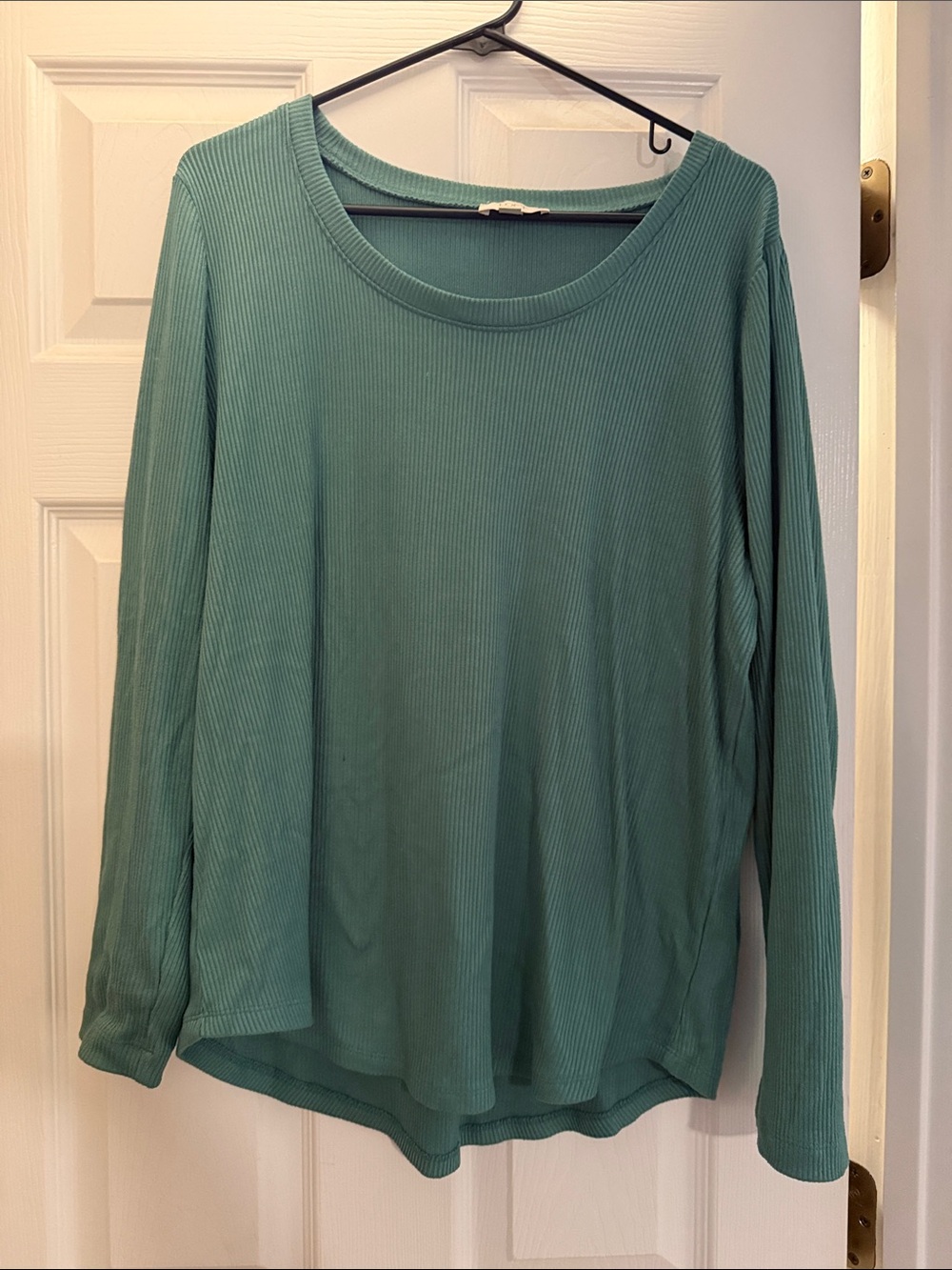 LOFT Ribbed Long-Sleeve Top in Teal